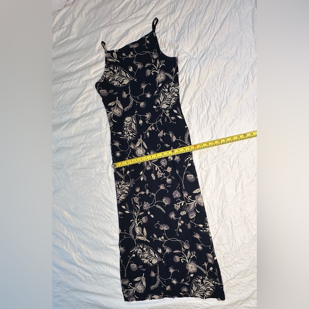 Harold’s Vintage 90s Floral Slip Dress – Navy Rayon Maxi – Size 4 - Picture 12 of 13